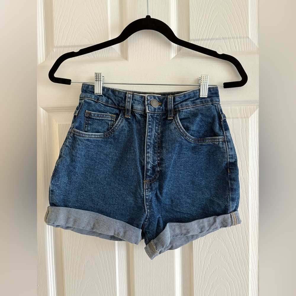 Cotton On Blue Jean Shorts High-Waisted Cuffed